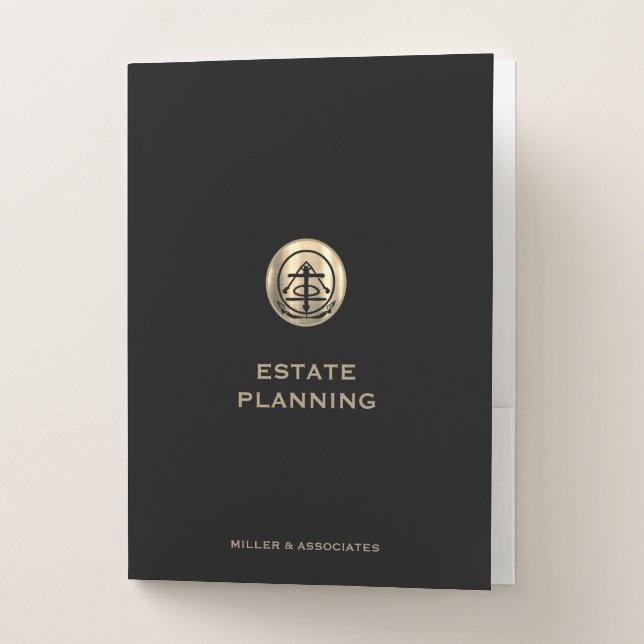Black Estate Planning Folder with Gold Logo (Front)