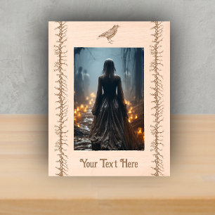 Black Etching of Black Crow Barbed Branches Gothic Engraved Frames