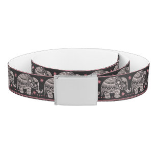 Black Ethnic Elephant Pattern Belt