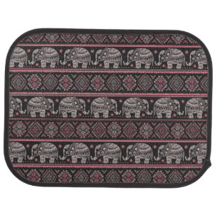 Black Ethnic Elephant Pattern Car Mat