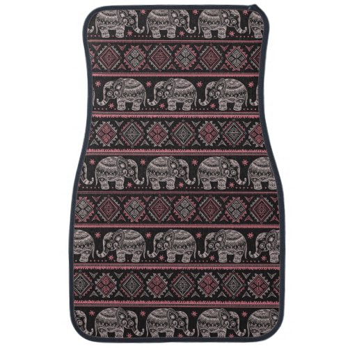 Black Ethnic Elephant Pattern Car Mat