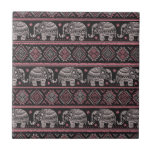 Black Ethnic Elephant Pattern Ceramic Tile