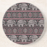 Black Ethnic Elephant Pattern Coaster