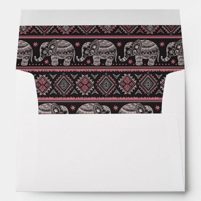 Black Ethnic Elephant Pattern Envelope (Back (Bottom))