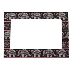 Black Ethnic Elephant Pattern Magnetic Picture Frame