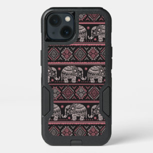 Black Ethnic Elephant Pattern iPhone 13 Case
