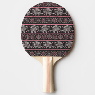 Black Ethnic Elephant Pattern Ping Pong Paddle