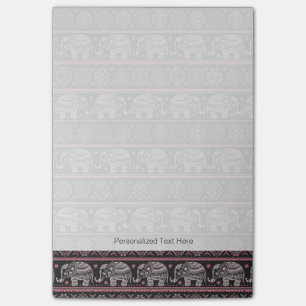 Black Ethnic Elephant Pattern Post-it Notes