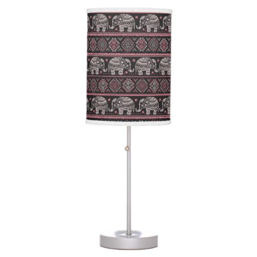 Black Ethnic Elephant Pattern Table Lamp