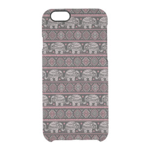 Black Ethnic Elephant Pattern Clear iPhone 6/6S Case
