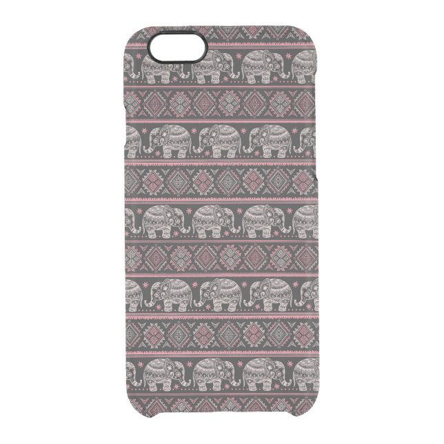 Black Ethnic Elephant Pattern Uncommon iPhone Case (Back)