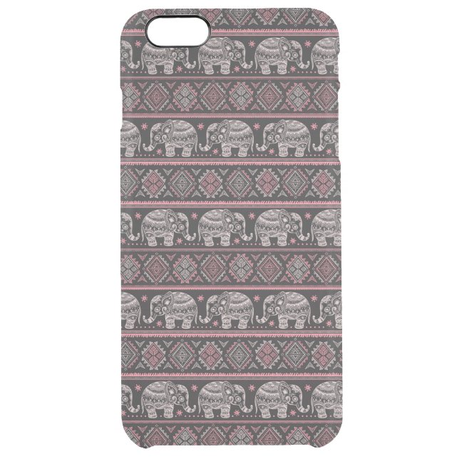 Black Ethnic Elephant Pattern Uncommon iPhone Case (Back)