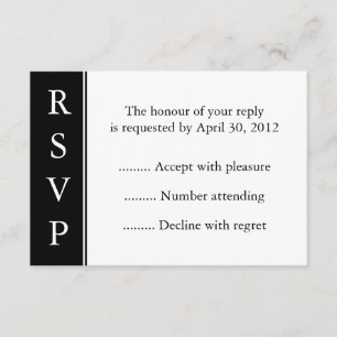 Black Event, Reply, Response or RSVP Card