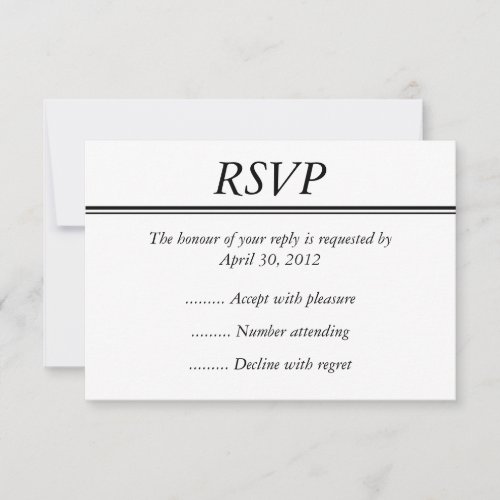 Black Event, Reply, Response or RSVP Card