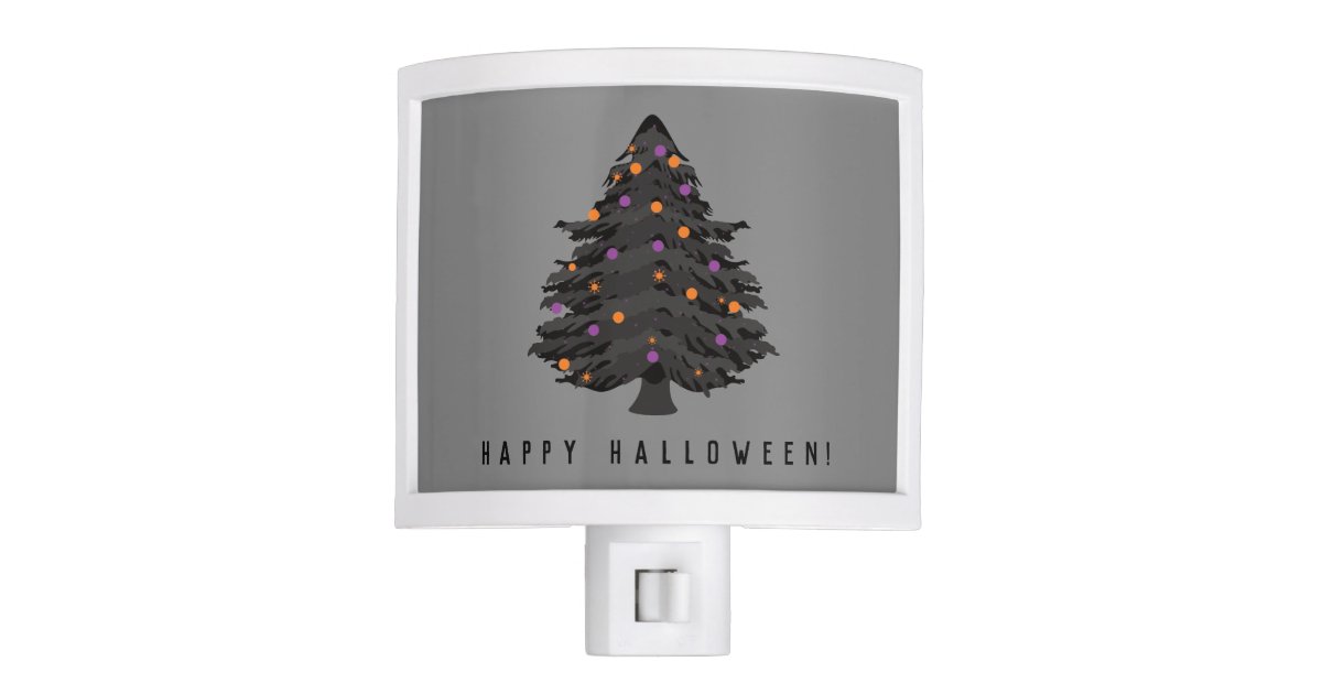 Black Evergreen Halloween Tree Night Light Zazzle Com