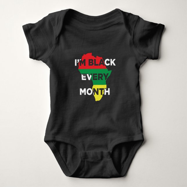 Black Every Month Natural Melanin African Roots Baby Bodysuit (Front)