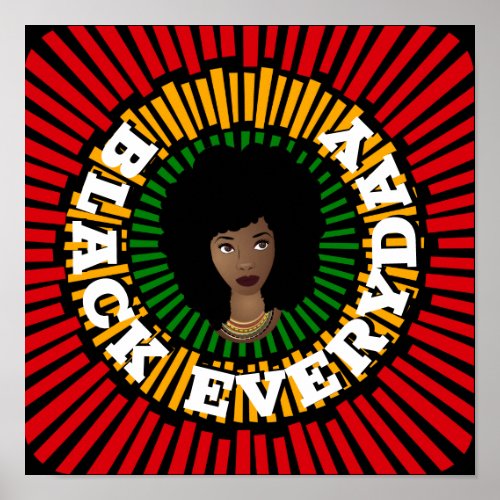 Black Everyday Rays of Sun Black Woman Poster