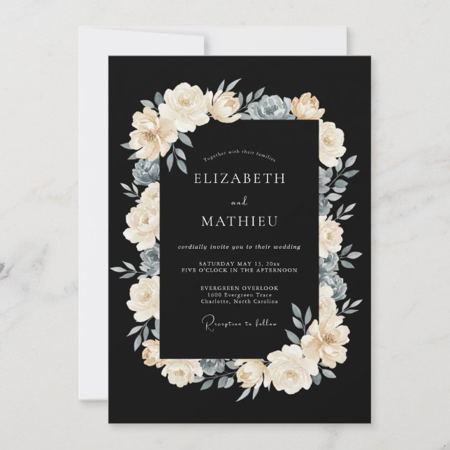 Black Exquisite Winter Wedding Invitation (Front)