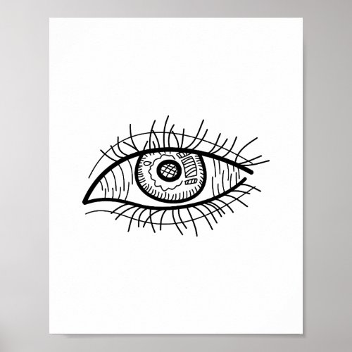 Black Eye abstract minimalist line art Poster