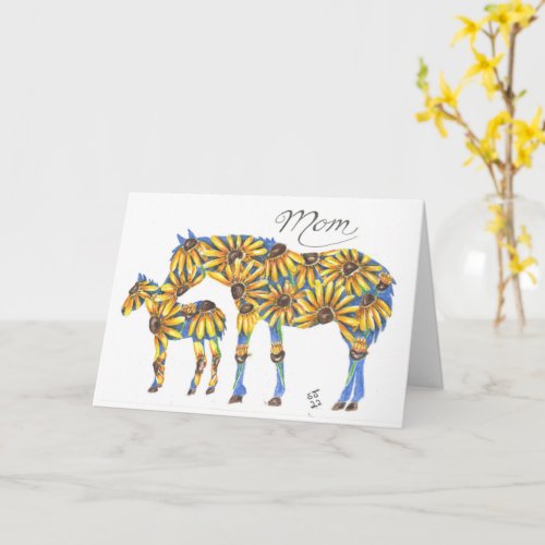 Black Eye Susan Mare  Foal by Sherry Jarvis Fold Card