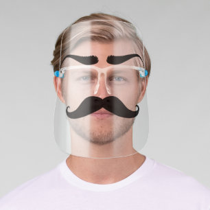 Black Eyebrows and Handlebar Mustache Face Shield