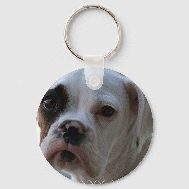 Black Eyed Boxer Dog Keychain (Front)