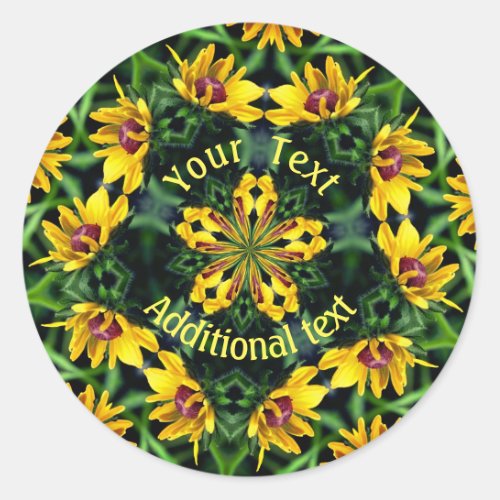 Black Eyed Susan Abstract Art Personalized Classic Round Sticker