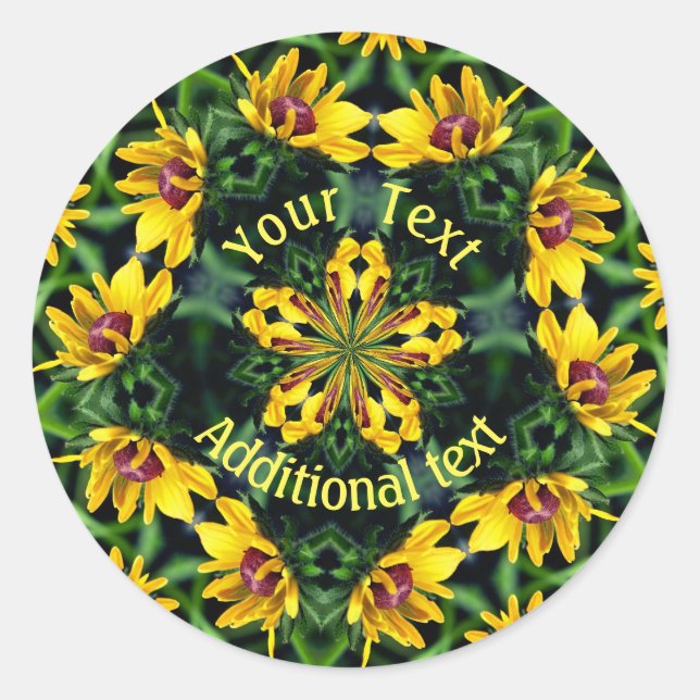 Black Eyed Susan Abstract Art Personalized Classic Round Sticker (Front)
