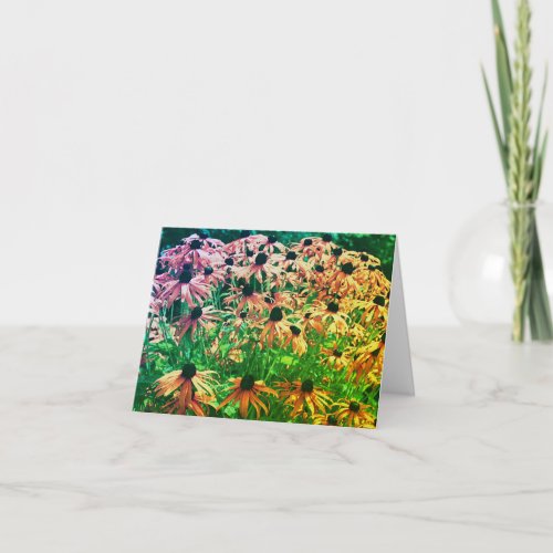 Black Eyed Susan Abstract Colors Note Card