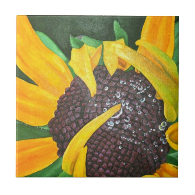 Black Eyed Susan Ceramic Tile (Front)