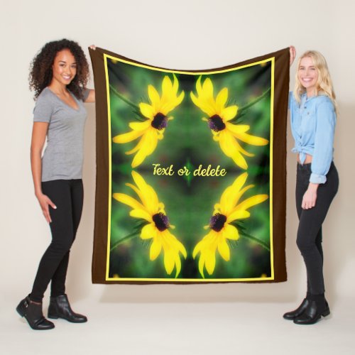 Black Eyed Susan Daisy Abstract Personalized Fleece Blanket