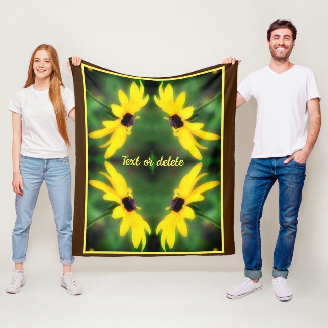 Black Eyed Susan Daisy Abstract Personalized Fleece Blanket (In Situ)