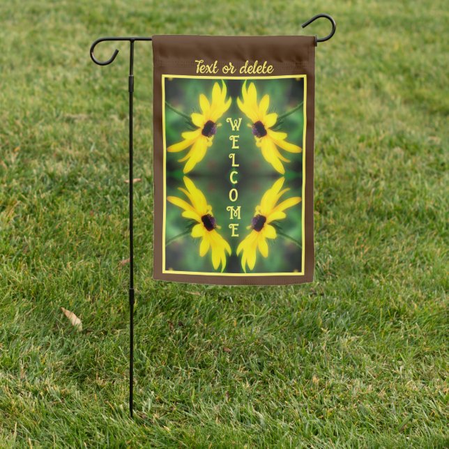 Black Eyed Susan Daisy Abstract Personalized Garden Flag (In SItu)