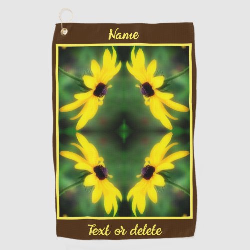 Black Eyed Susan Daisy Abstract Personalized Golf Towel