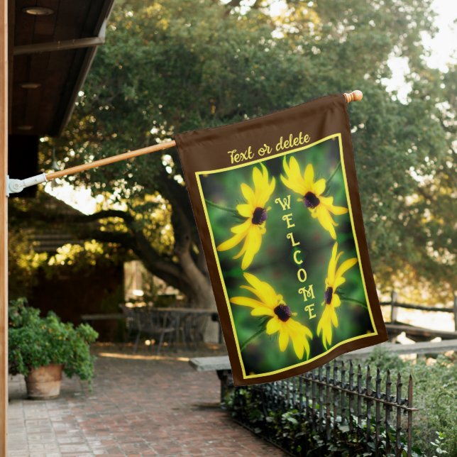 Black Eyed Susan Daisy Abstract Personalized House Flag (In SItu)