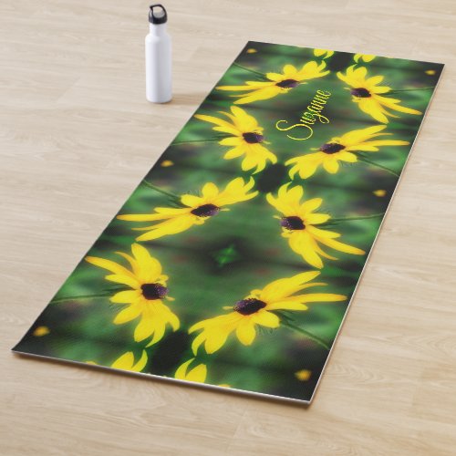 Black Eyed Susan Daisy Abstract Personalized Yoga Mat