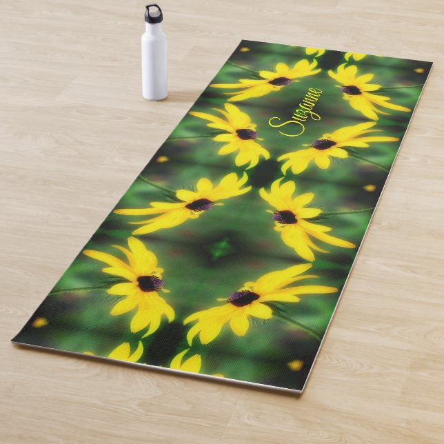 Black Eyed Susan Daisy Abstract Personalized Yoga Mat (In Situ)