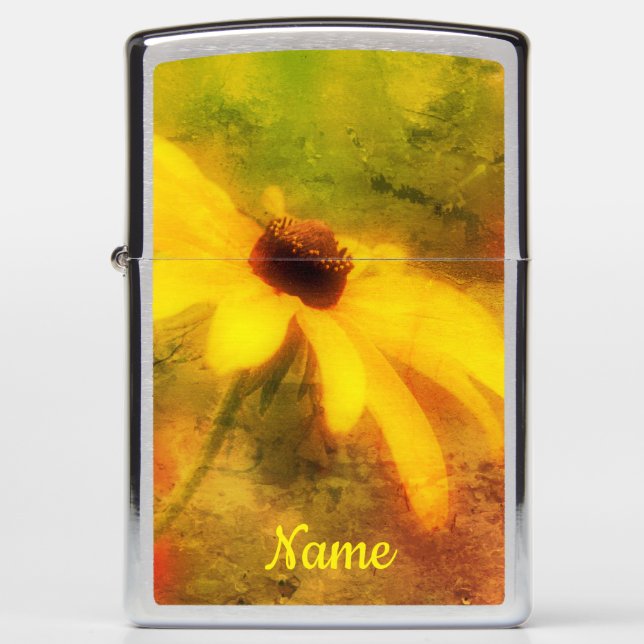 Black Eyed Susan Daisy Abstract Personalized Zippo Lighter (Front)