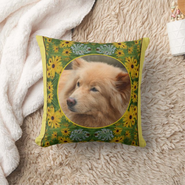 Black Eyed Susan Daisy Create Your Own Pet Photo Throw Pillow (Blanket)