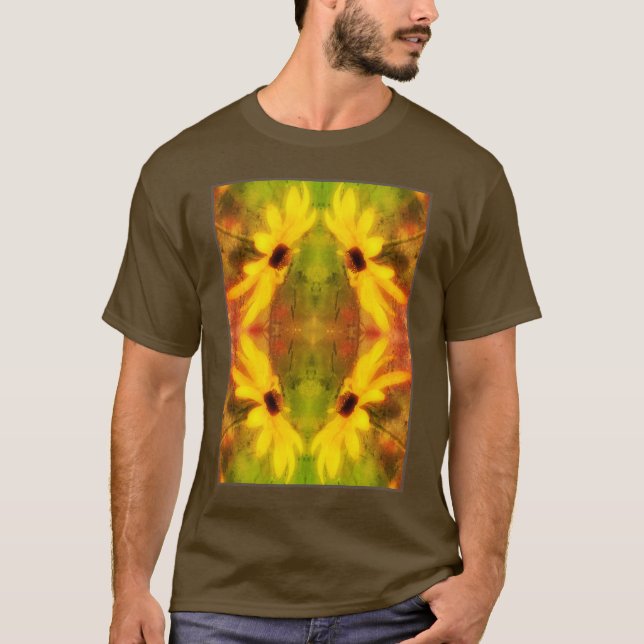 Black Eyed Susan Daisy Distressed Abstract  T-Shirt (Front)
