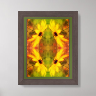 Black Eyed Susan Daisy Distressed Floral Abstract Framed Art