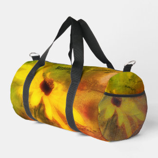 Black Eyed Susan Daisy Distressed Personalized Duffle Bag