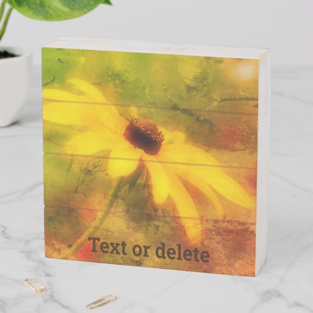 Black Eyed Susan Daisy Distressed Personalized Wooden Box Sign (In Situ Horizontal)