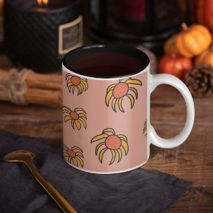 Black eyed Susan daisy floral pattern Two-Tone Coffee Mug