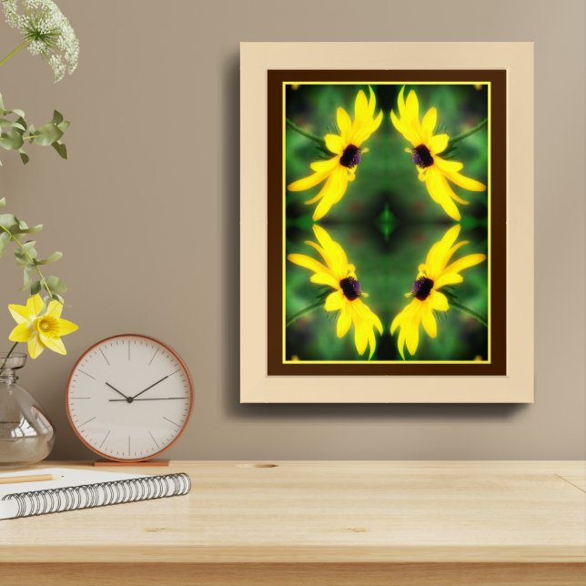 Black Eyed Susan Daisy Flower Abstract  Framed Art (Table Top)