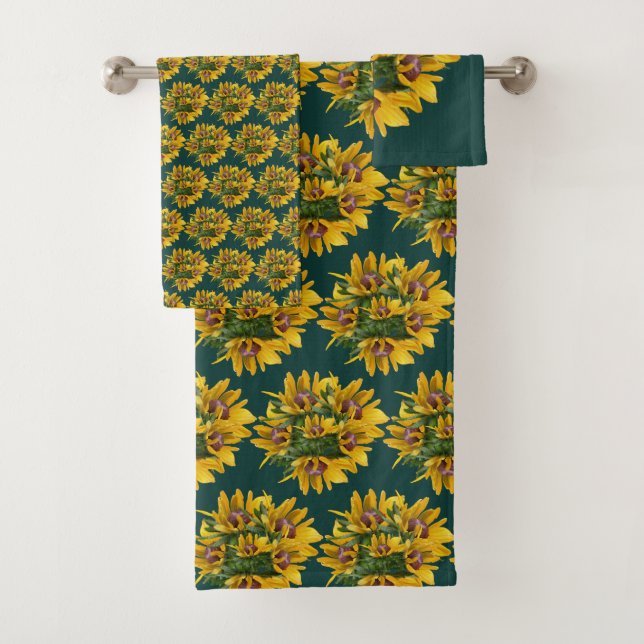 Black Eyed Susan Daisy Flower Bouquet  Bath Towel Set (Insitu)