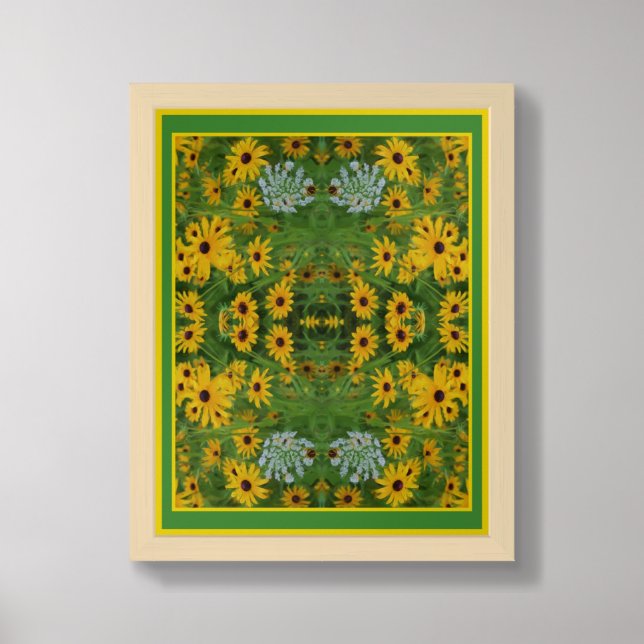 Black Eyed Susan Daisy Flower Painting Abstract Framed Art (Framed Front)