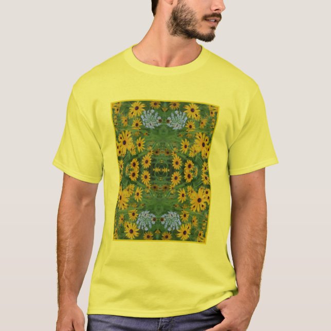 Black Eyed Susan Daisy Flower Painting Abstract T-Shirt (Front)