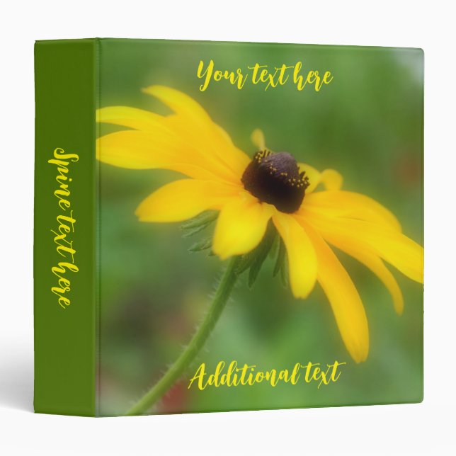 Black Eyed Susan Daisy Flower Personalized 3 Ring Binder (Front/Spine)