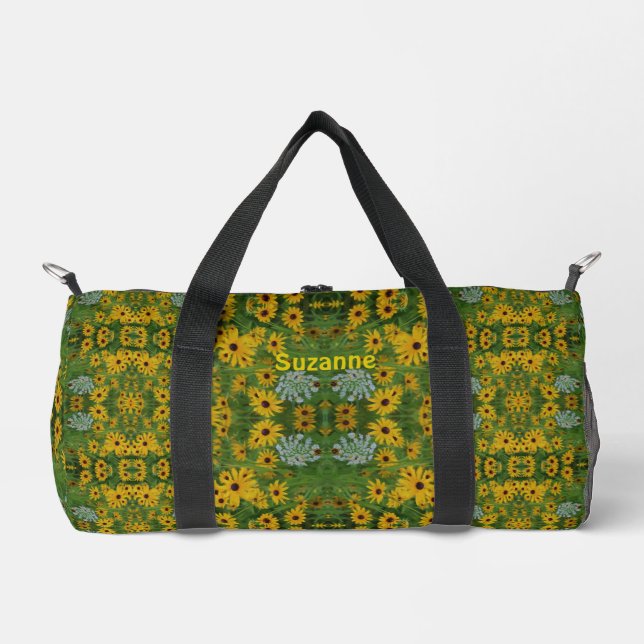 Black Eyed Susan Daisy Painting Personalized Duffle Bag (Front)